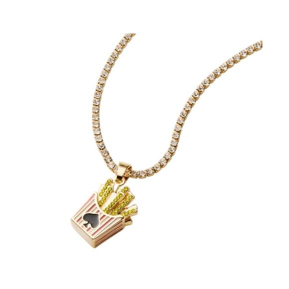 Kate Spade New York x Target French Fry Charm Gold Faux Stone Chain Necklace - Picture 3 of 5